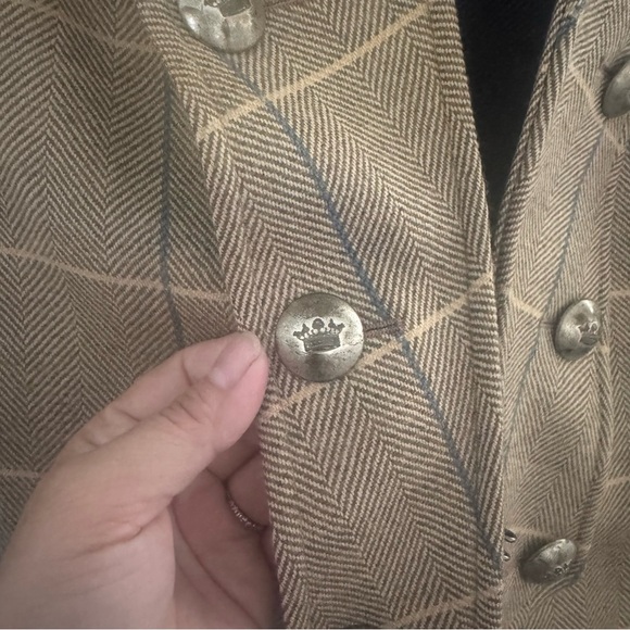 The Extreme Collection British Chic women's Brown Plaid Double-Breasted Coat 38 - Picture 4 of 9